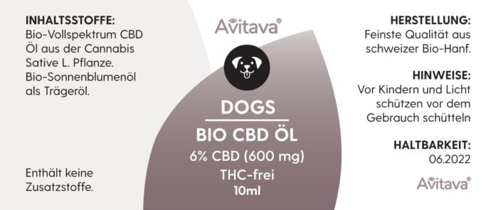 Avitava - CBD Vollspektrum Tropfen CBD-Öl (6%) für Hunde, THC-frei